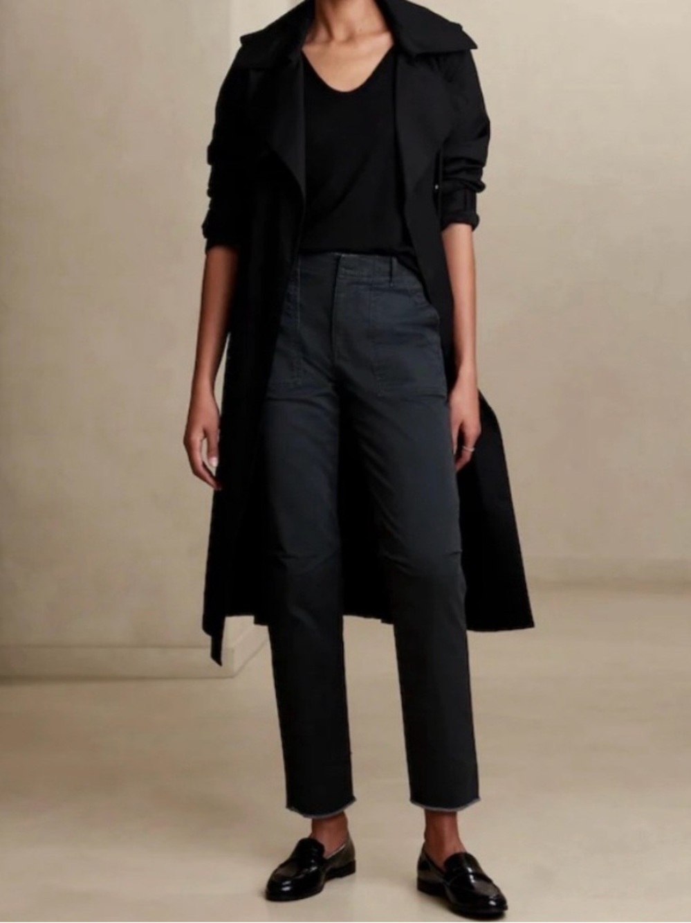 Banana Republic Factory Girlfriend Authentic Chino Black Pants Size 16 NWT